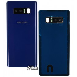 Задняя панель корпуса для Samsung N950F Galaxy Note 8, синяя, со стеклом камеры, полная, Original (PRC), deep sea blue