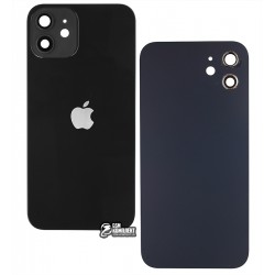 Задня панель корпусу для Apple iPhone 12 чорний, зі склом камери Задня панель корпусу для Apple iPhone 12 чорний, зі склом камери