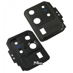 Скло камери для Samsung G988 Galaxy S20 Ultra, чорний, з рамкою