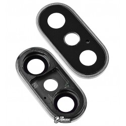 Скло камери для Apple iPhone XS Max, сріблястий, з рамкою Скло камери для Apple iPhone XS Max, сріблястий, з рамкою