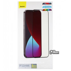 Захисне скло для iPhone 12 mini, Baseus 0.3mm Full-screen and Full-glass Tempered Glass Film and anti-blue light, 2шт Захисне скло для iPhone 12 mini, Baseus 0.3mm Full-screen and Full-glass Tempered Glass Film and anti-blue light, 2шт