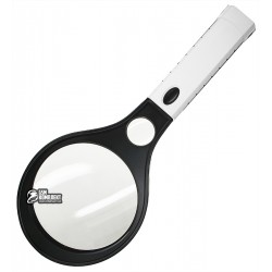 Лупа ручная MG80120-B, 4x d120 мм, 10x d30 мм, Led подсветка Лупа ручная MG80120-B, 4x d120 мм, 10x d30 мм, Led подсветка