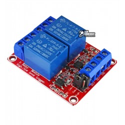 Двоканальний релейний модуль з опторазвязкой 5V, High / Low Двоканальний релейний модуль з опторазвязкой 5V, High / Low