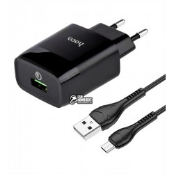 Зарядний пристрій Hoco C72Q Glorious, 1USB, QC3.0/QC2.0/FCP/AFC, 18Вт, с Micro-USB кабелем, чорний Зарядний пристрій Hoco C72Q Glorious, 1USB, QC3.0/QC2.0/FCP/AFC, 18Вт, с Micro-USB кабелем, чорний