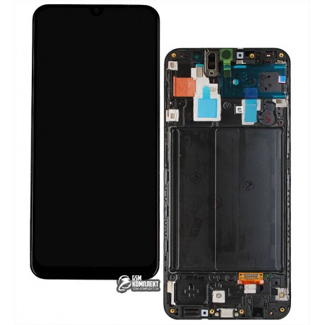 Дисплей для Samsung A305F / DS Galaxy A30, чорний, з сенсорним екраном (дисплейний модуль), з рамкою, оригінал (PRC), оригінал glass