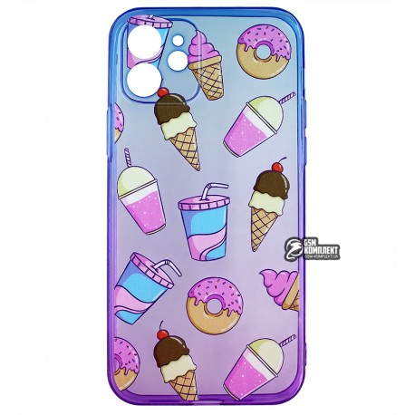 Чехол для iPhone 12, WAVE Sweet & Acid, силикон, (blue/purple/soda)