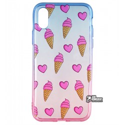 Чехол для iPhone X / Xs, WAVE Sweet & Acid, силикон, (blue/pink/ice cream)