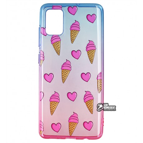 Чехол для Samsung A515 Galaxy A51WAVE Sweet & Acid, силикон, (blue/pink/ice cream)