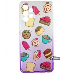 Чехол для Samsung A525 Galaxy A52, wave Sweet & Acid, силикон, (white/purple/cake)