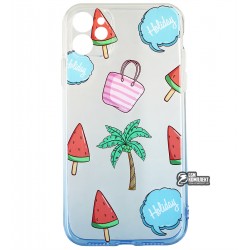 Чохол для iPhone 11, WAVE Sweet & Acid, силікон (white / blue / palm)