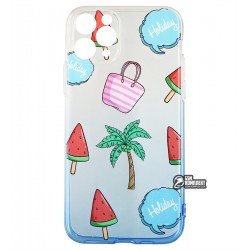 Чехол для iPhone 11 Pro, WAVE Sweet & Acid, силикон, (white/blue/palm) Чехол для iPhone 11 Pro, WAVE Sweet & Acid, силикон, (white/blue/palm)
