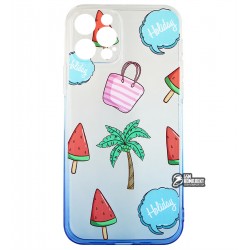 Чохол для iPhone 12 Pro, WAVE Sweet & Acid, силікон, (white / blue / palm) Чохол для iPhone 12 Pro, WAVE Sweet & Acid, силікон, (white / blue / palm)