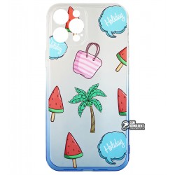 Чохол для iPhone 12 Pro Max, WAVE Sweet & Acid, силікон, (white / blue / palm) Чохол для iPhone 12 Pro Max, WAVE Sweet & Acid, силікон, (white / blue / palm)