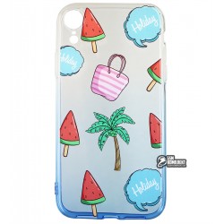 Чохол для iPhone Xr, WAVE Sweet & Acid, силікон, (white / blue / palm)