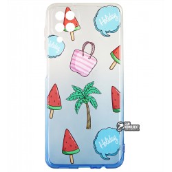 Чохол для Samsung A125 Galaxy A12, wave Sweet & Acid, силікон, (white / blue / palm) Чохол для Samsung A125 Galaxy A12, wave Sweet & Acid, силікон, (white / blue / palm)