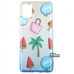 Чохол для Samsung A515 Galaxy A51, wave Sweet & Acid, силікон, (white / blue / palm) Чохол для Samsung A515 Galaxy A51, wave Sweet & Acid, силікон, (white / blue / palm)