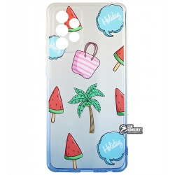 Чохол для Samsung A525 Galaxy A52, wave Sweet & Acid, силікон, (white / blue / palm) Чохол для Samsung A525 Galaxy A52, wave Sweet & Acid, силікон, (white / blue / palm)