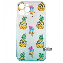 Чохол для iPhone 12 Pro Max, WAVE Sweet & Acid, силікон, (white / turquoise / pineapple)