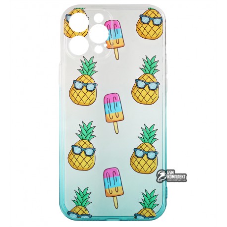 Чохол для iPhone 12 Pro Max, WAVE Sweet & Acid, силікон, (white / turquoise / pineapple)