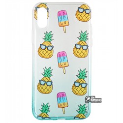 Чехол для iPhone X / Xs, WAVE Sweet & Acid, силикон, (white/turquoise/pineapple)