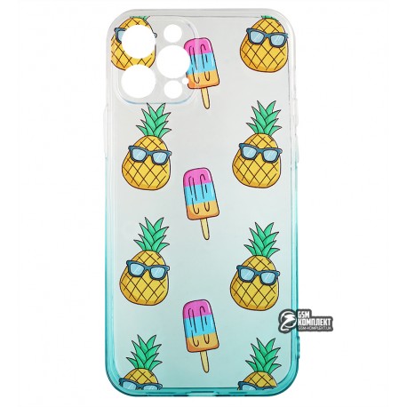 Чехол для iPhone 12 Pro, WAVE Sweet & Acid, силикон, (white/turquoise/pineapple)