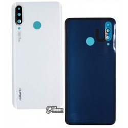 Задня панель корпуса для Huawei P30 Lite, білий, із склом камери, 48 MP