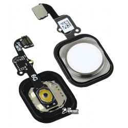 Шлейф для iPhone 6, iPhone 6 Plus, кнопки Home, белый, с пластиком, Сopy Шлейф для iPhone 6, iPhone 6 Plus, кнопки Home, белый, с пластиком, Сopy