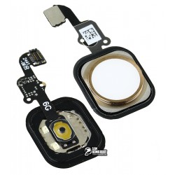 Шлейф Apple iPhone 6, iPhone 6 Plus, кнопки Home, золотистый, с пластиком, Сopy