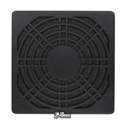 Решітка для вентилятора 80 x 80 mm, пластикова з фільтром, чорна Решітка для вентилятора 80 x 80 mm, пластикова з фільтром, чорна