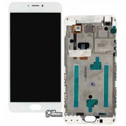 Дисплей для Meizu M3 Note, белый, с сенсорным экраном, с рамкой, оригинал, M681H / M681Q / M681C