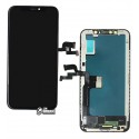 Дисплей для iPhone X, чорний, з тачскріном, з рамкою, (TFT), China quality, Tianma, з пластиками камери, датчика наближення