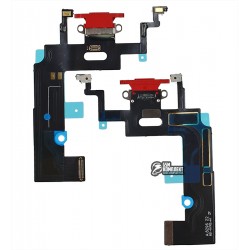 Шлейф iPhone XR, коннектора зарядки, красный, с микрофоном, China quality