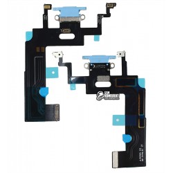 Шлейф iPhone XR, коннектора зарядки, синий, с микрофоном, China quality Шлейф iPhone XR, коннектора зарядки, синий, с микрофоном, China quality