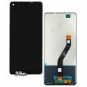 Дисплей для Samsung A215 Galaxy A21, чорний, з сенсорним екраном, оригінал (переклеєне скло)