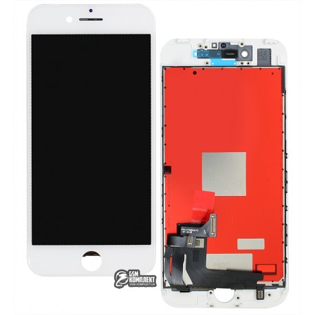 Дисплей iPhone 7, білий, з сенсорним екраном, з рамкою, AAA, Tianma, з пластиками камери і датчика наближення