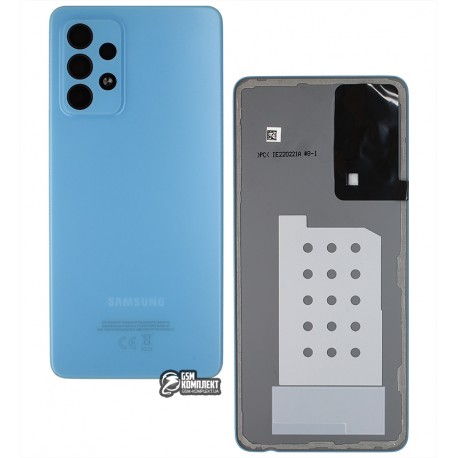 Задняя панель корпуса для Samsung A525 Galaxy A52, голубая, со стеклом камеры
