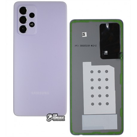 Задня панель корпусу для Samsung A525 Galaxy A52, фіолетова, зі склом камери