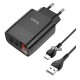 Зарядний пристрій Hoco C86A Illustrious dual port charger with digital display set (Type-C) (EU) / black