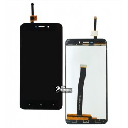 Дисплей для Xiaomi Redmi 4A, чорний, з сенсорним екраном, клас B, High Copy, 2016117