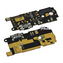 Шлейф для Xiaomi Redmi Note 4 Global (2017), конектора зарядки, з компонентами, з мікрофоном, оригінал (PRC), (плата зарядки), Redmi Note 4X (Helio...