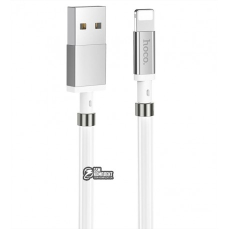 Кабель Lightning - USB, Hoco U91, з магнітним органайзером, 1 метр, 3А, білий