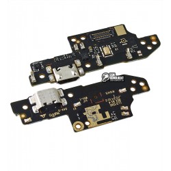 Шлейф для Xiaomi Redmi 9A, Redmi 9C, конектора зарядки, з компонентами, з мікрофоном, оригінал (PRC), (плата зарядки), M2006C3LG, M2006C3LI, M2006C3LC, M2006C3MG, M2006C3MT