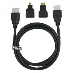Кабель HDMI в HDMI, з перехідниками mini-HDMI і micro-HDMI, 1.5 метра