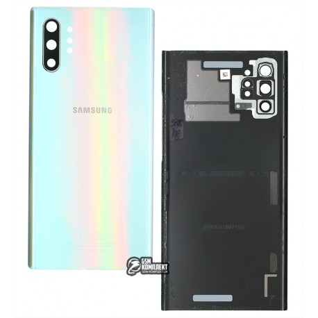 Задняя панель корпуса для Samsung N975F Galaxy Note 10 Plus, серебристый, со стеклом камеры, после демонтажа, оригинал, Aurora Glow, (Gorilla Glass 6)