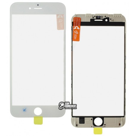 Скло дисплея для iPhone 6S Plus, з рамкою, з OCA-плівкою, білий колір