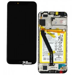 Дисплей для Huawei Honor 7A Pro 5,7", Honor 7C 5,7", Y6 (2018), Y6 Prime (2018), чорний, з акумулятором, з сенсорним екраном, з рамкою, логотип Hua...