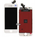 Дисплей iPhone 5, белый, с рамкой, с сенсорным экраном (дисплейный модуль), Tianma