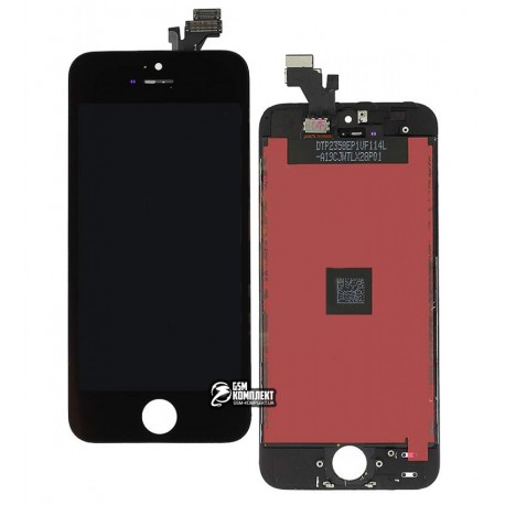 Дисплей iPhone 5, чорний, з рамкою, з сенсорним екраном (дисплейний модуль),copy, Tianma