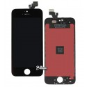 Дисплей iPhone 5, чорний, з рамкою, з сенсорним екраном (дисплейний модуль),China quality, Tianma