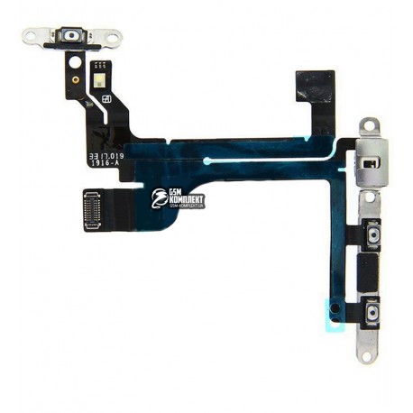 Шлейф для iPhone 5C, боковых клавиш, кнопки включения, с микрофоном, с компонентами